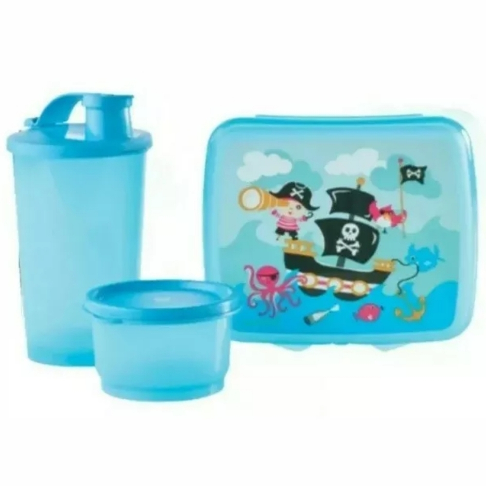 NEW TUPPERWARE PLAYFUL PIRATES LUNCH SET AQUA